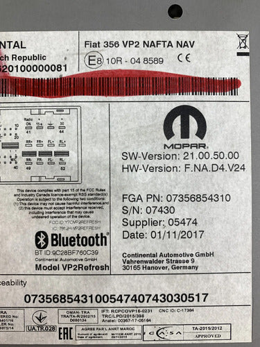 Estéreo Pantalla Dodge Neon 2017-2020 (bloqueado) Negro