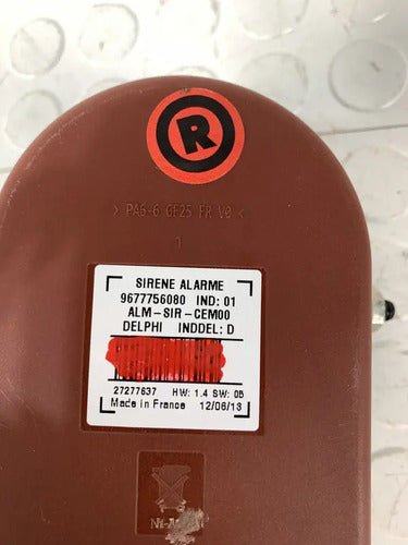 Sirena Bocina Alarma Peugeot 301 2013-2016 Gas