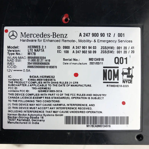 Módulo Control De Teléfono Mercedes Benz Clase A W177